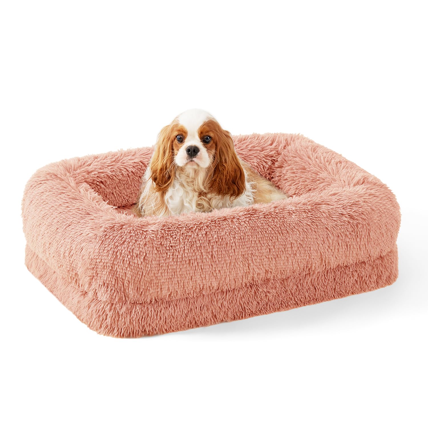 Pink Fluffy Orthopedic Dog Bed, Luxury Pink Dog Sofa Bed